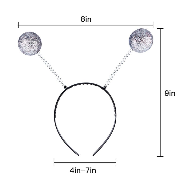 meekoo 5-Pack Halloween Alien Antenna Headbands, Springy Boppers on Black Band, Space Costume Accessory for Parties(White) - Image 2